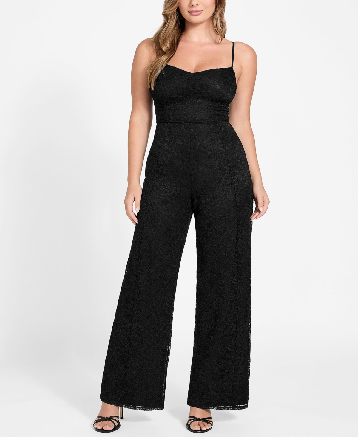 Guess Chloe Lace Wide Leg Jumpsuit In Black