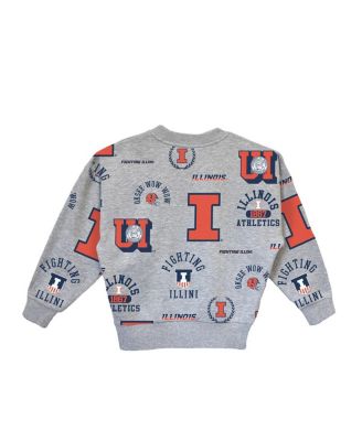 Big Girls Gray Illinois Fighting Illini Always on Repeat Pullover Sweatshirt