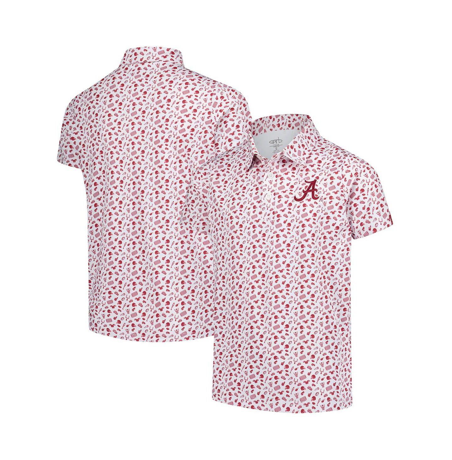 Детское поло Garb Crimson Alabama Crimson Tide Tom Allover Print Performance Polo — фото 1