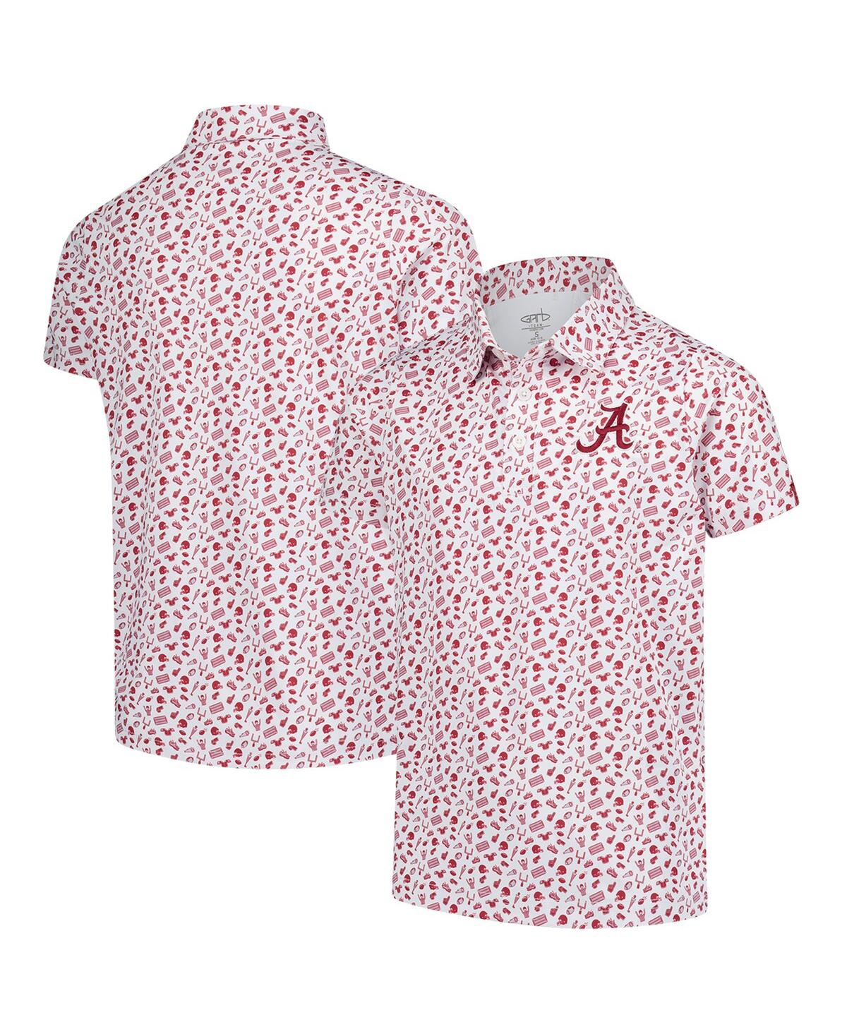 Garb Big Boys And Girls Crimson Alabama Crimson Tide Tom Allover Print Performance Polo Shirt In Multi