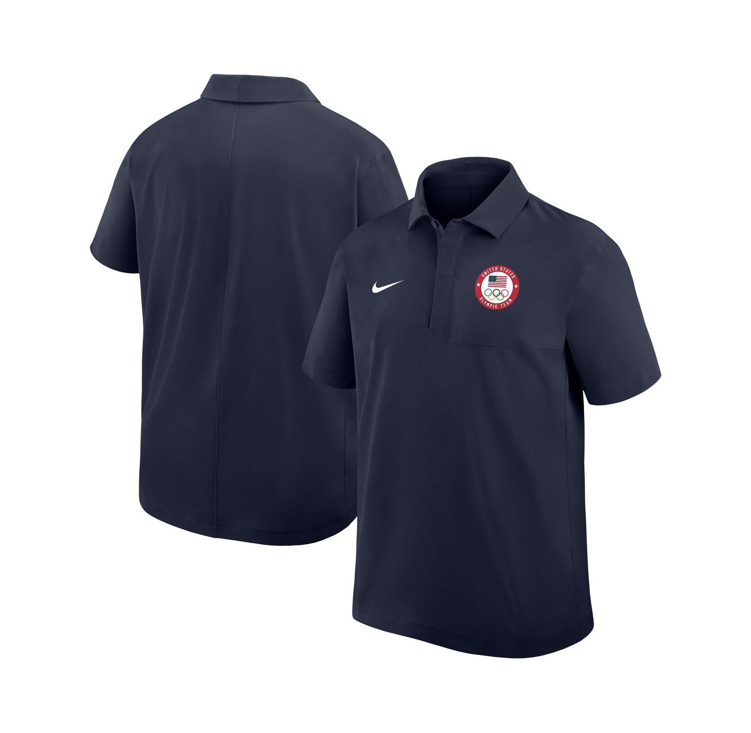 Men's Navy Woven Polo Shirt
