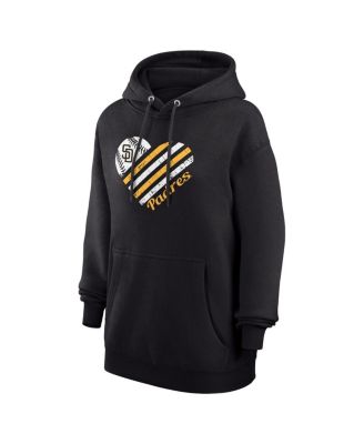 Women's Black San Diego Padres Heart Fleece Pullover Hoodie