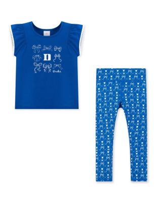 ZooZatz - Girls Toddler Royal Duke Blue Devils Tri-Blend Bow Legging and Shirt Set