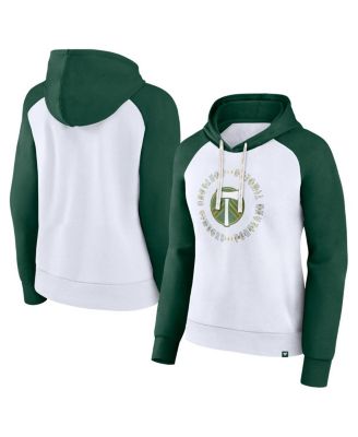 Fanatics - Women's White/Green Portland Timbers Instep Raglan Pullover Hoodie