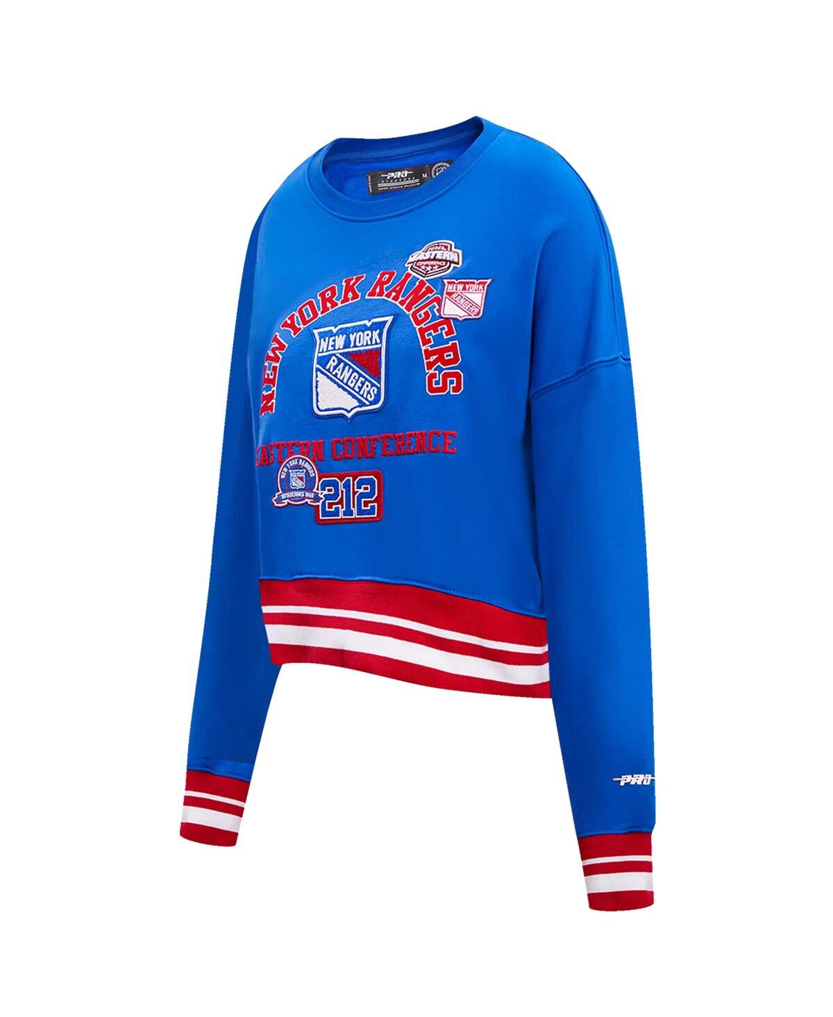 Pro Standard Women's Blue New York Rangers Area Code Cropped Pullover Sweatshirt