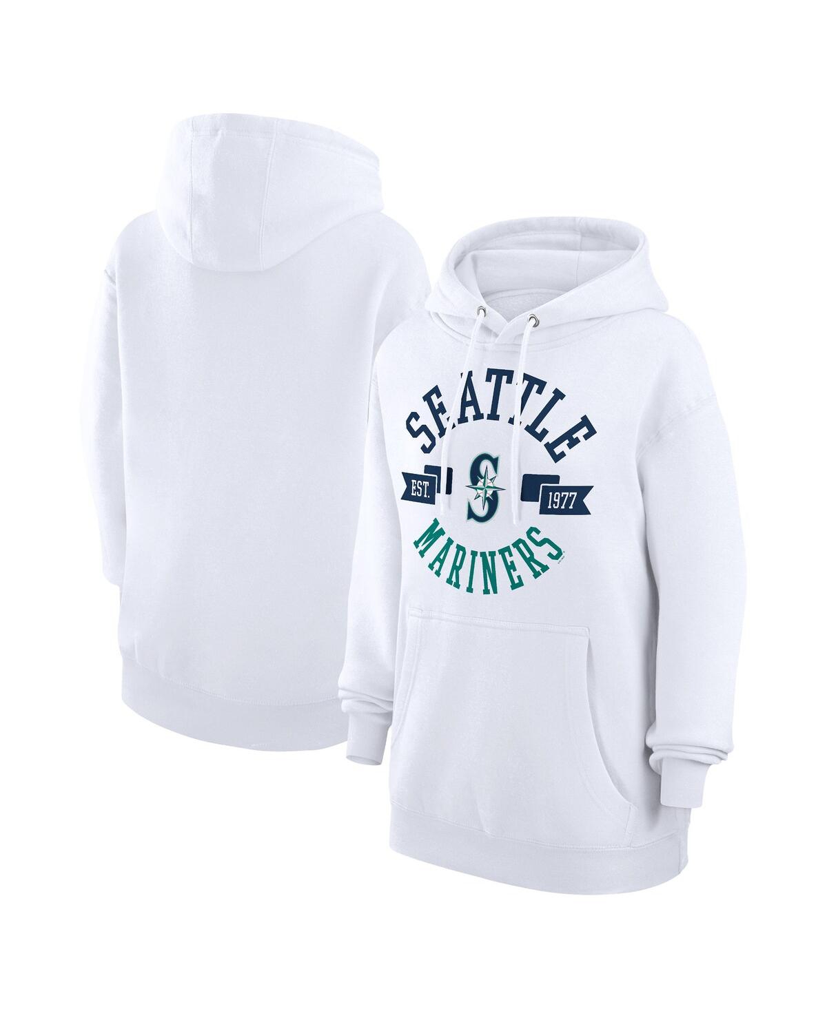 G-iii 4her By Carl Banks Women's White Seattle Mariners City Graphic Pullover Hoodie In White
