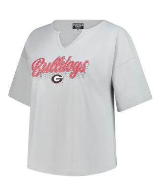 Women's Gray Georgia Bulldogs Plus Size Winning Gear Notch Neck T-Shirt