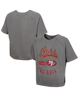 Outerstuff - Women's Gray San Francisco 49ers Mineral Wash Short Sleeve Top