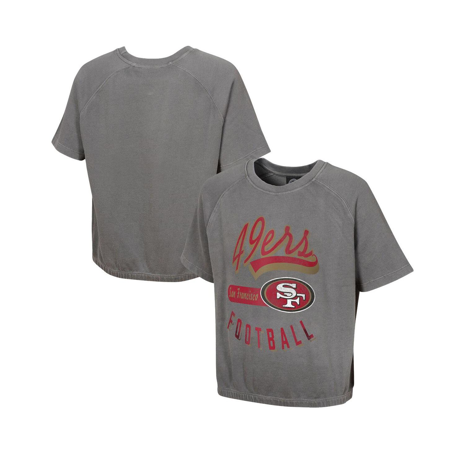 Women's Gray San Francisco 49ers Mineral Wash Short Sleeve Top
