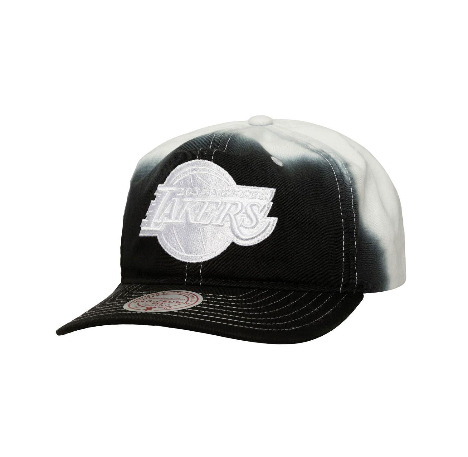 Men's Black/White Los Angeles Lakers Dip Dye Pro Crown Adjustable Hat