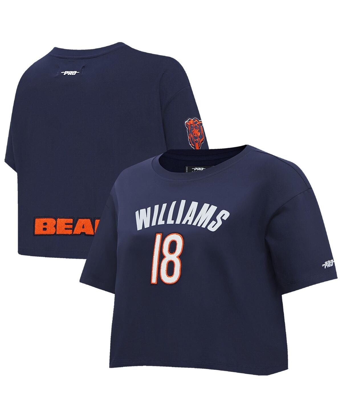 Pro Standard Women's Caleb Williams Navy Chicago Bears Player Name Number Cropped Boxy T-shirt In Blue
