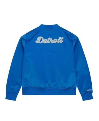 Women's Blue Detroit Lions Full-Snap Satin Jacket