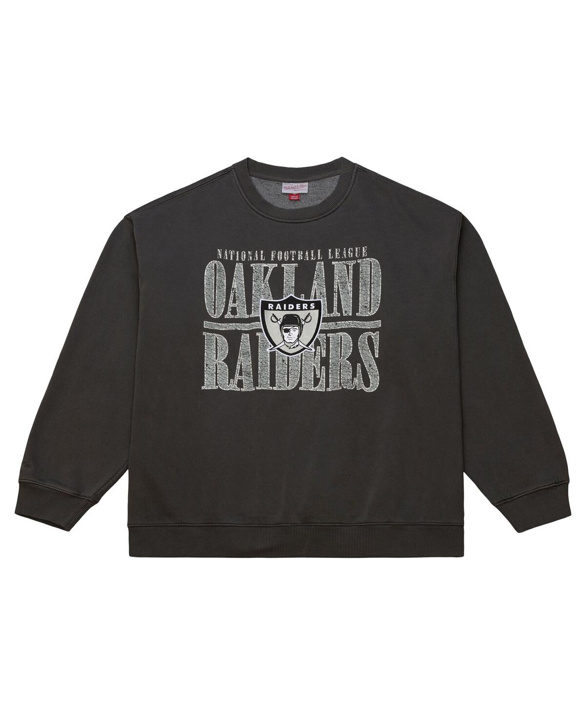 Mitchell & Ness Men's Black Oakland Raiders Downtown Crew Logo Sweatshirt In Black