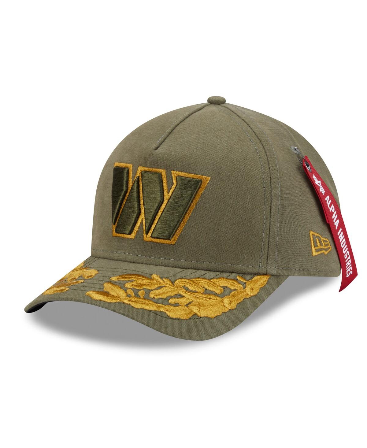 New Era x Alpha Industries Men's Olive Washington Commanders A-Frame 9FORTY Adjustable Hat