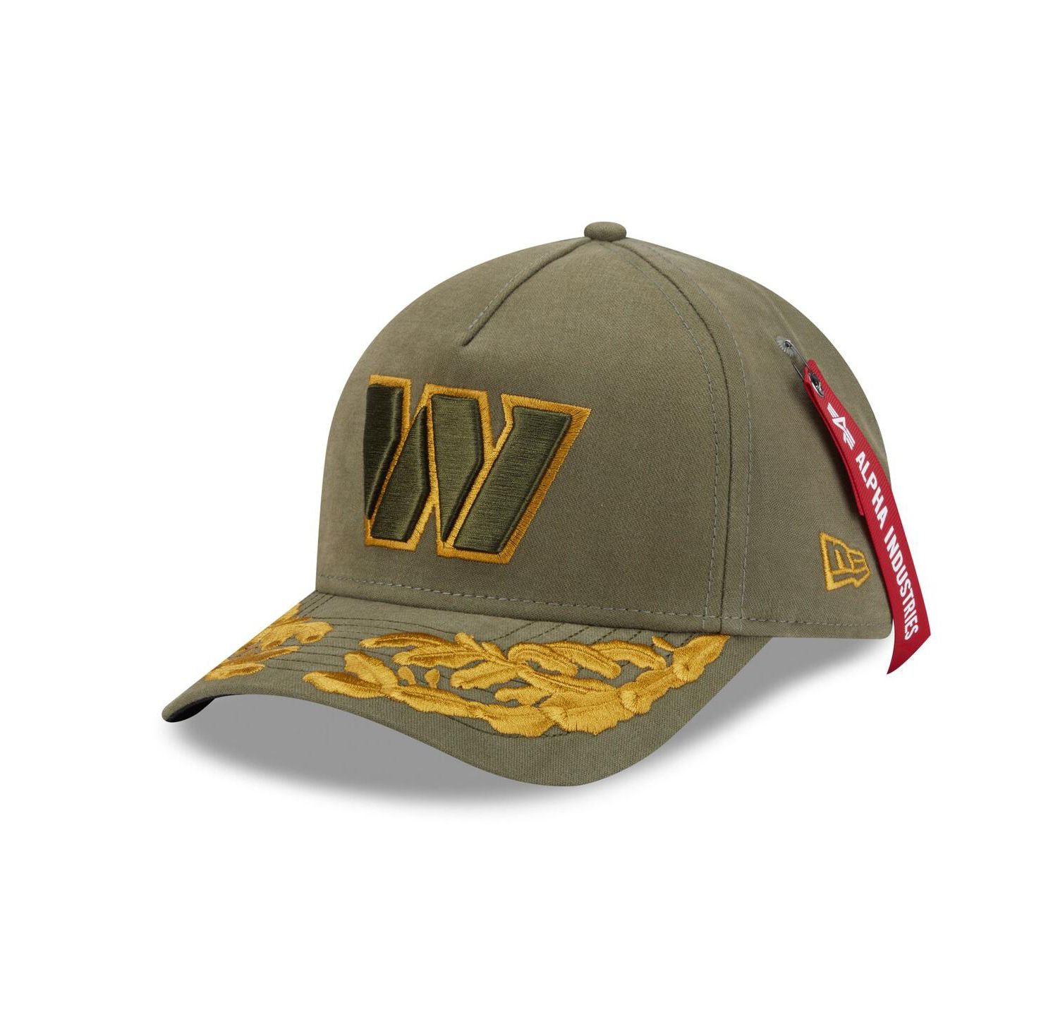 x Alpha Industries Men's Olive Washington Commanders A-Frame 9FORTY Adjustable Hat