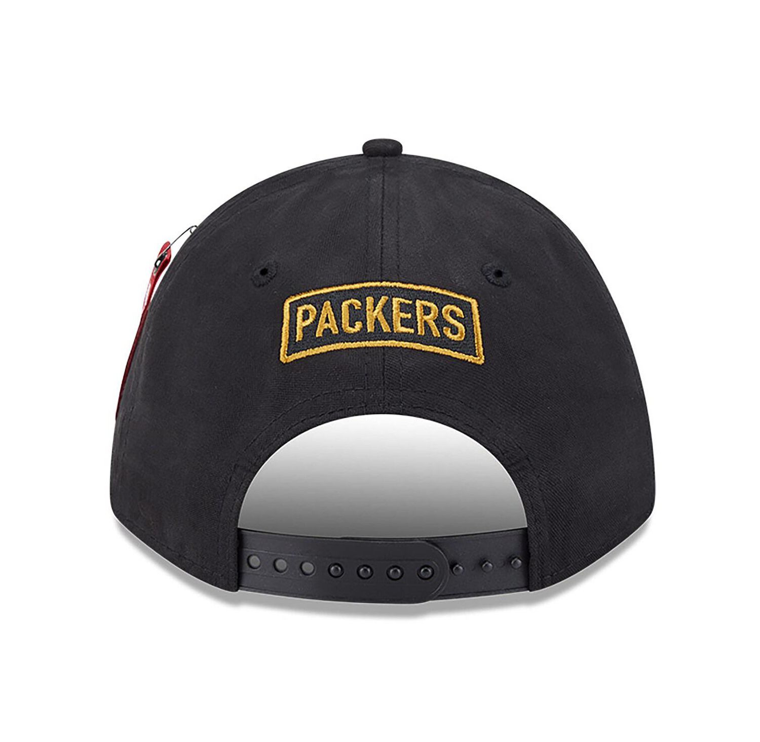x Alpha Industries Men's Black Green Bay Packers A-Frame 9FORTY Adjustable Hat