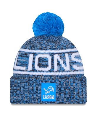 New Era - Men's Blue Detroit Lions 2025 Sideline Cold Weather Cuffed Knit Hat with Pom