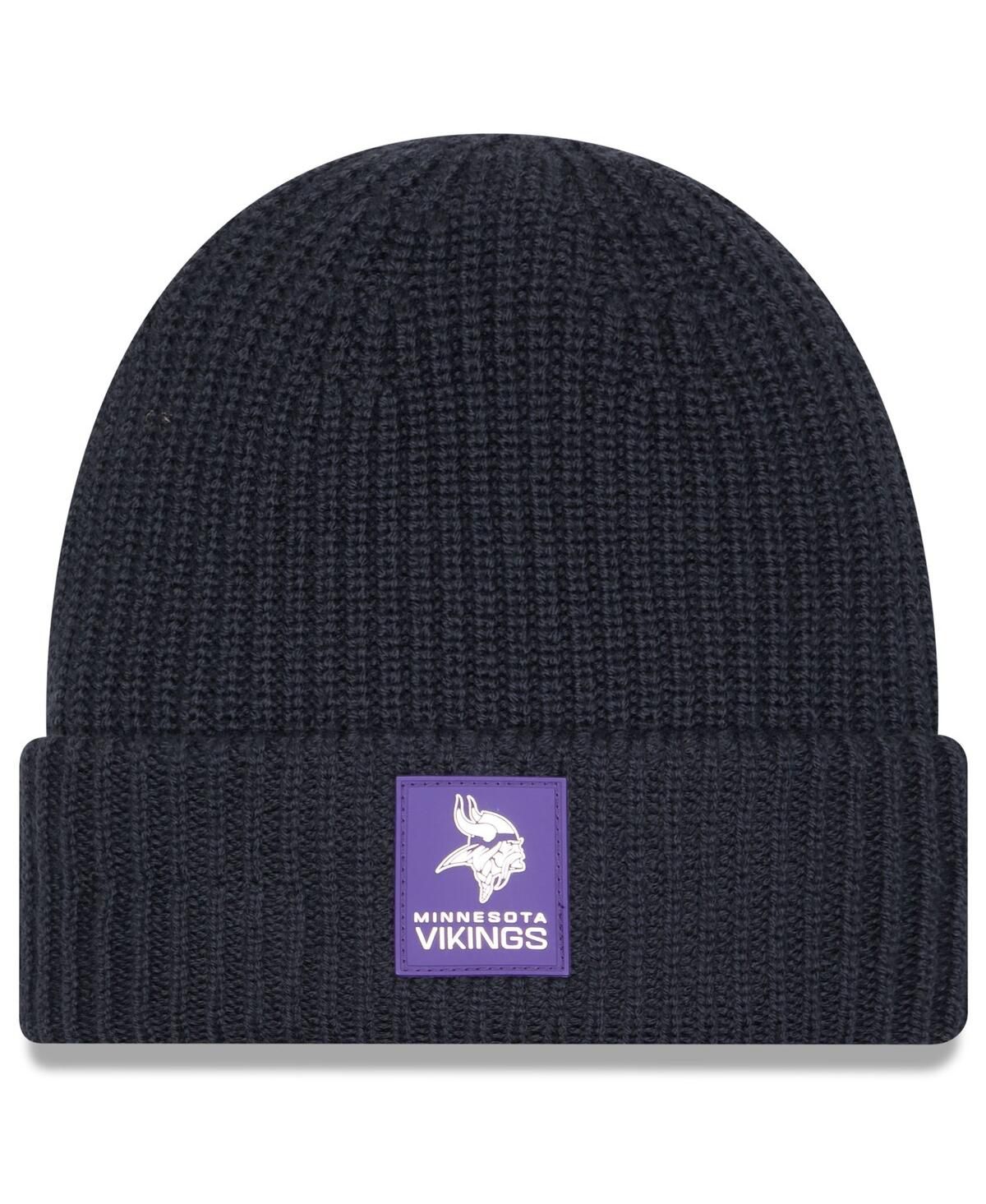 Мужская вязаная шапка Minnesota Vikings 2025 цвета древесного угля с манжетами для холодной погоды