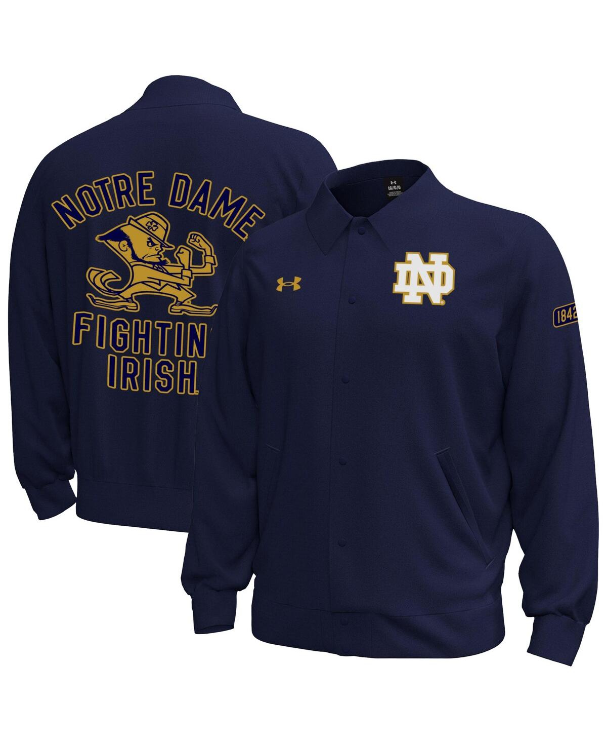Under Armour Men's Navy Notre Dame Fighting Irish Gameday Icon Full-snap Fleece Jacket In Blue