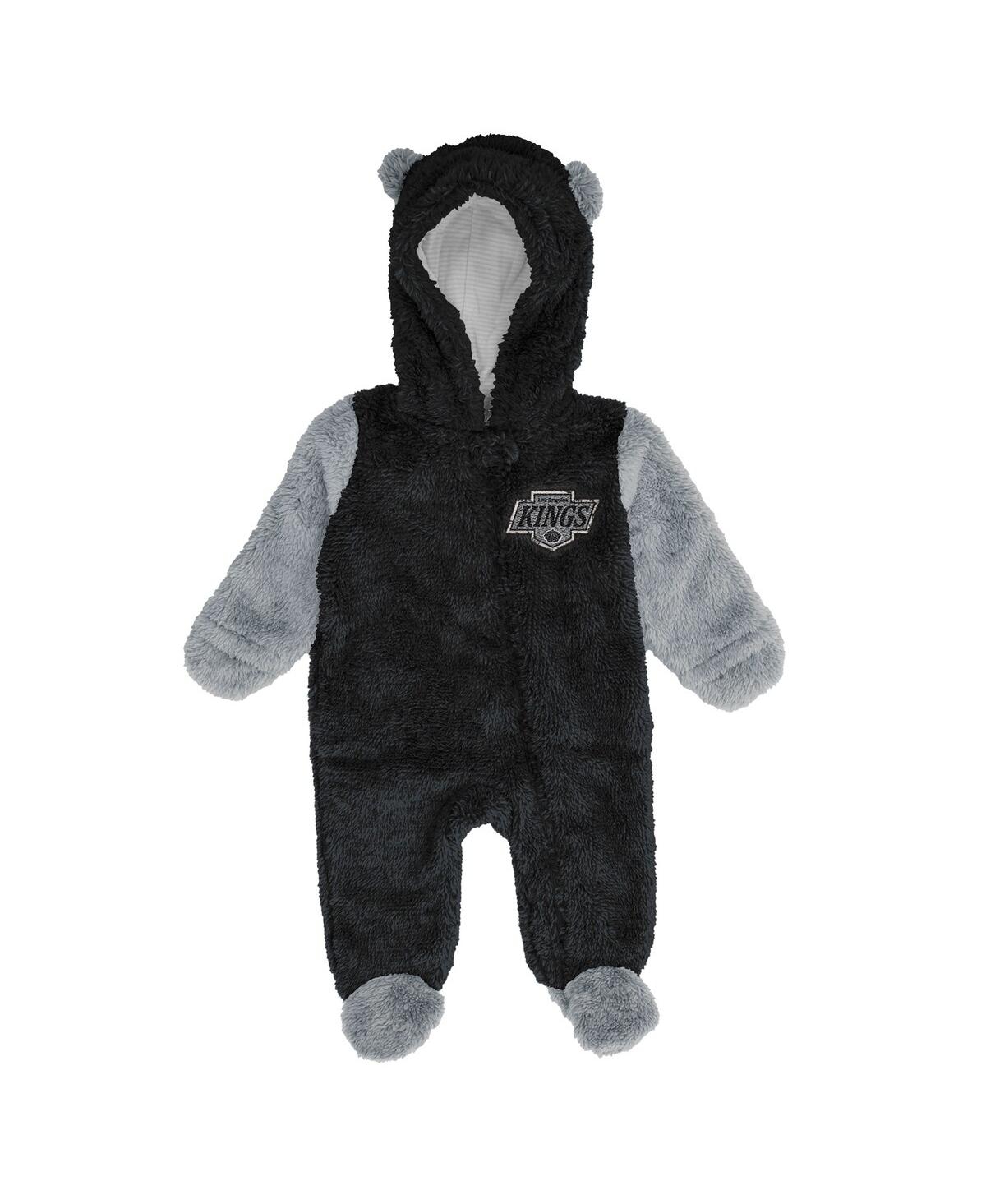 Outerstuff Baby Boys And Girls Newborn Black Los Angeles Kings Stay Napping Fleece Bunting Full-zip Sleeper In Black