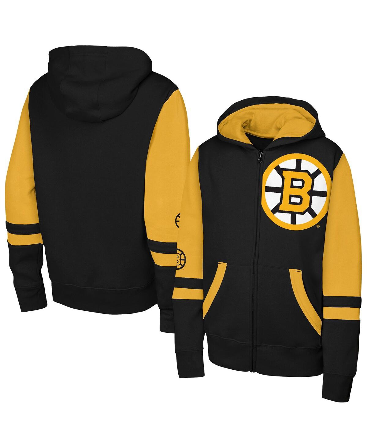 Outerstuff Kids' Big Boys And Girls Black Boston Bruins Face Off Full-zip Hoodie