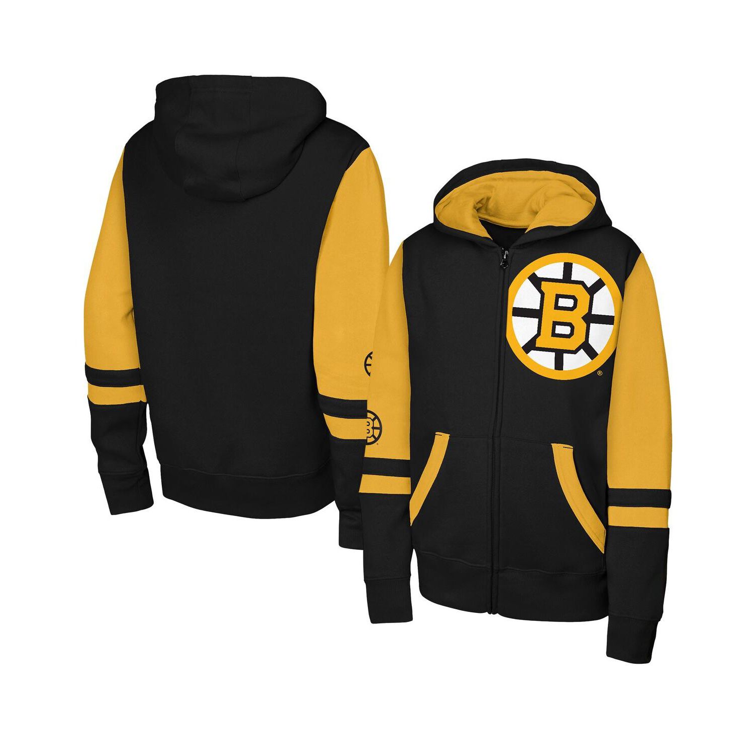 Big Boys and Girls Black Boston Bruins Face Off Full-Zip Hoodie