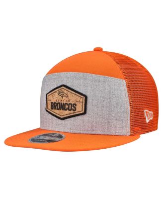 New Era - Men's Gray/Orange Denver Broncos Cork Split Panel 9FIFTY Trucker Snapback Hat