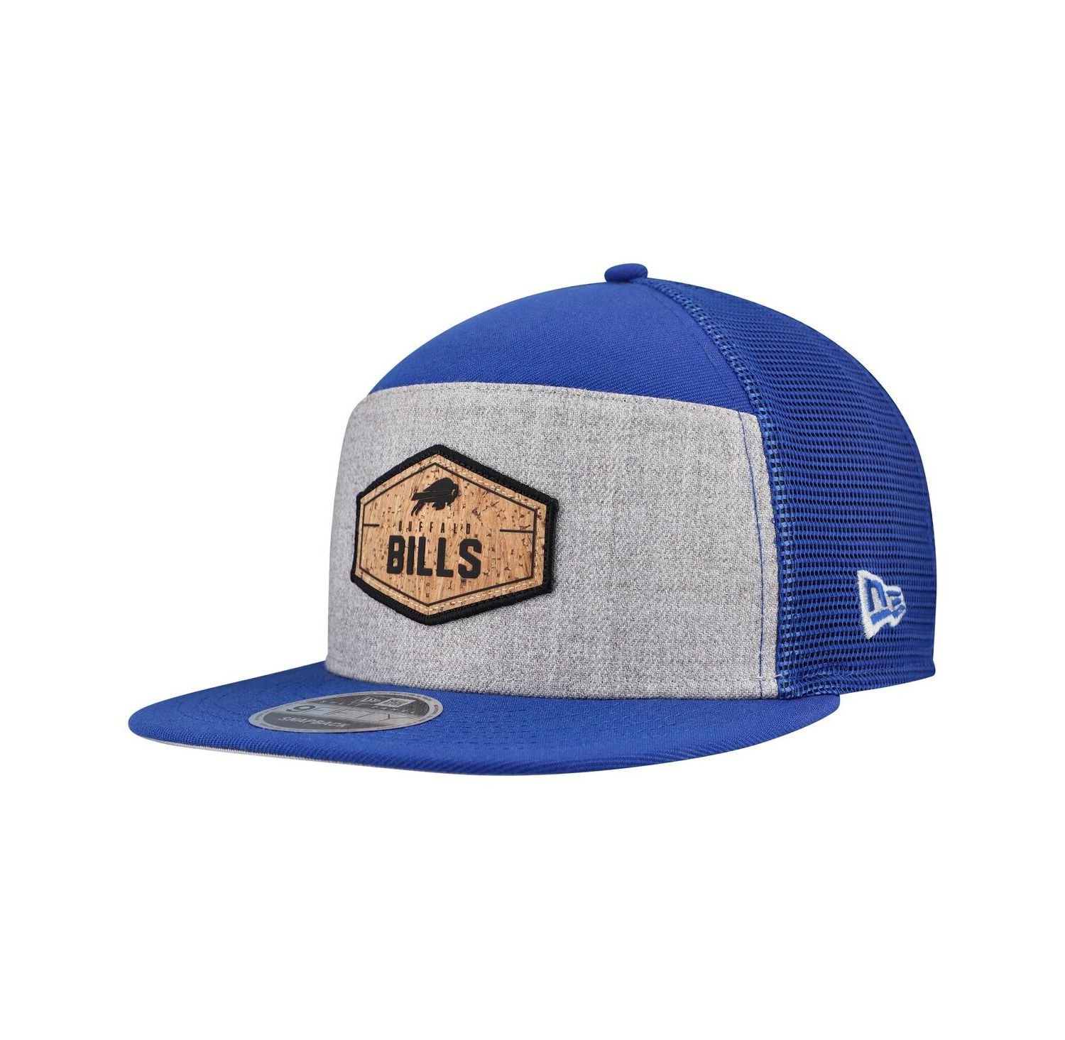 Men's Gray/Royal Buffalo Bills Cork Split Panel 9FIFTY Trucker Snapback Hat