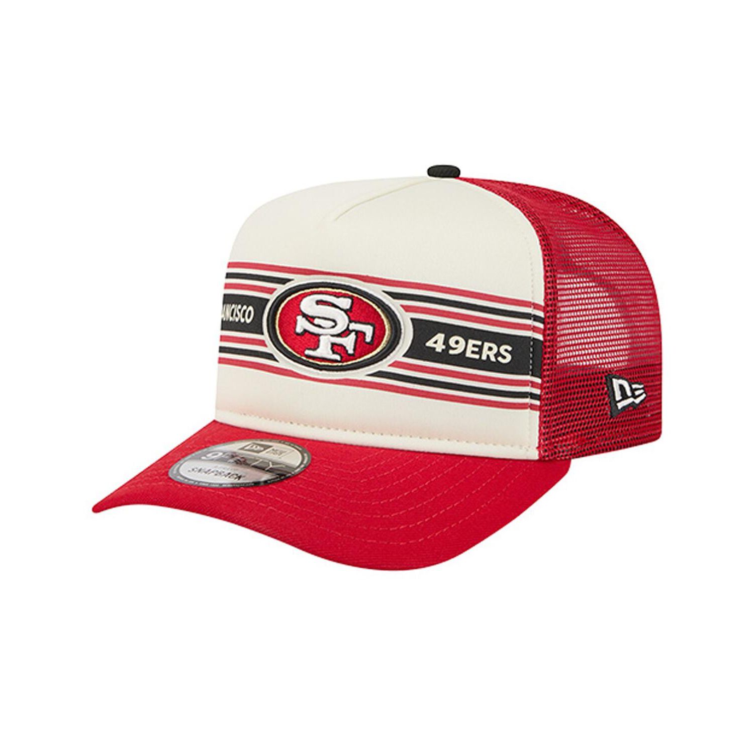 Men's Cream/Scarlet San Francisco 49ers Banner A-Frame 9FIFTY Trucker Snapback Hat