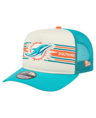 New Era - Men's Cream/Aqua Miami Dolphins Banner A-Frame 9FIFTY Trucker Snapback Hat