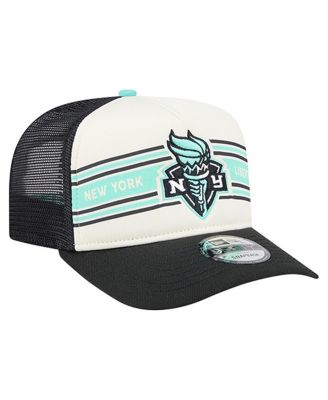 Men's and Women's White/Black New York Liberty Banner Foam Front 9FIFTY A-Frame Adjustable Trucker Hat
