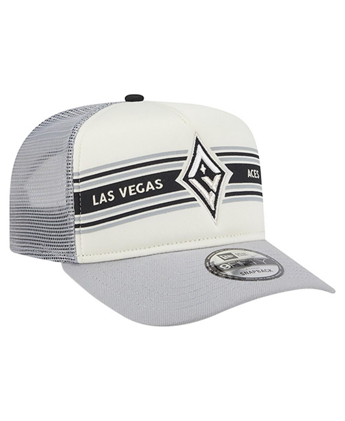 New Era Men's And Women's White/gray Las Vegas Aces Banner Foam Front 9fifty A-frame Adjustable Trucker Hat In White