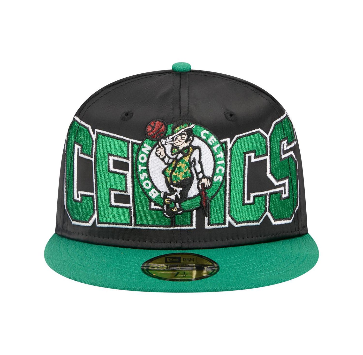 Men's Black/Kelly Green Boston Celtics Satin Two-Tone 59FIFTY Fitted Hat