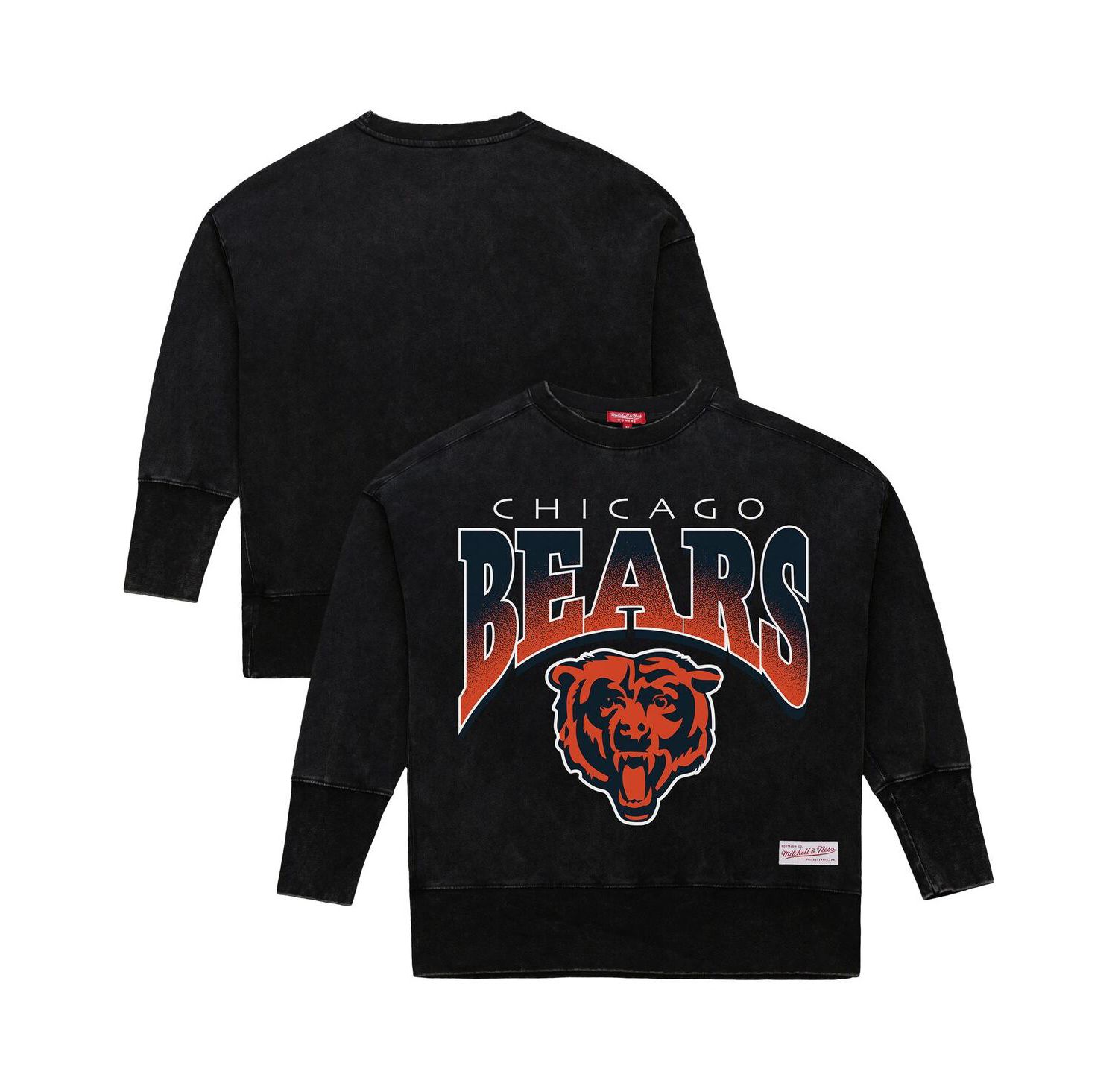 Women's Black Chicago Bears Delineate Mineral Wash Crewneck Sweatshirt