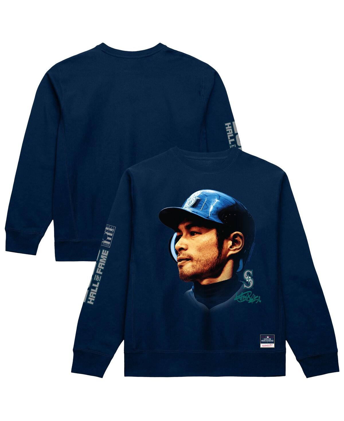 Mitchell & Ness Men's Ichiro Suzuki Navy Seattle Mariners Hall Of Fame Sweatshirt In Blue