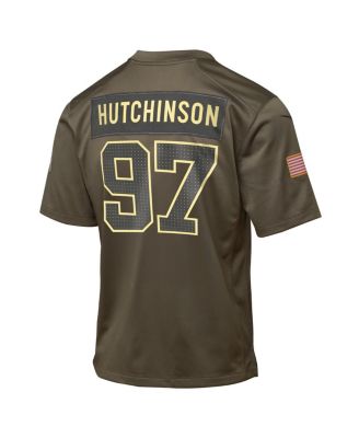Big Boys and Girls Aidan Hutchinson Olive Detroit Lions 2025 Salute to Service Game Jersey