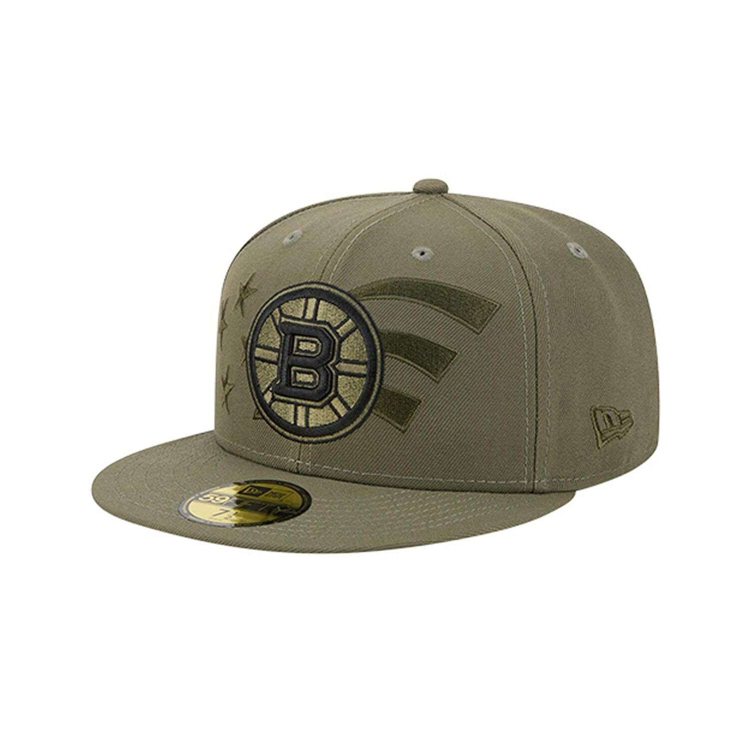 Men's Olive Boston Bruins Military Appreciation Flag 59FIFTY Fitted Hat