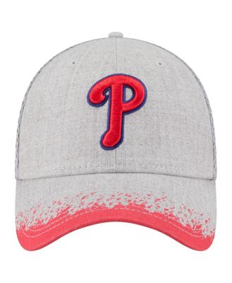 Men's Gray Philadelphia Phillies Visor Paint Splatter 39THIRTY Flex Hat