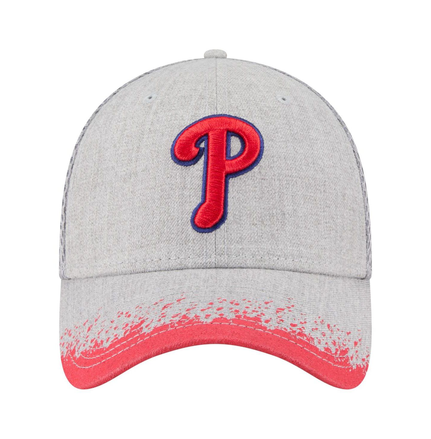 Мужские козырьки New Era Gray Philadelphia Phillies Paint Splatter 39THIRTY Flex Hat — фото 2