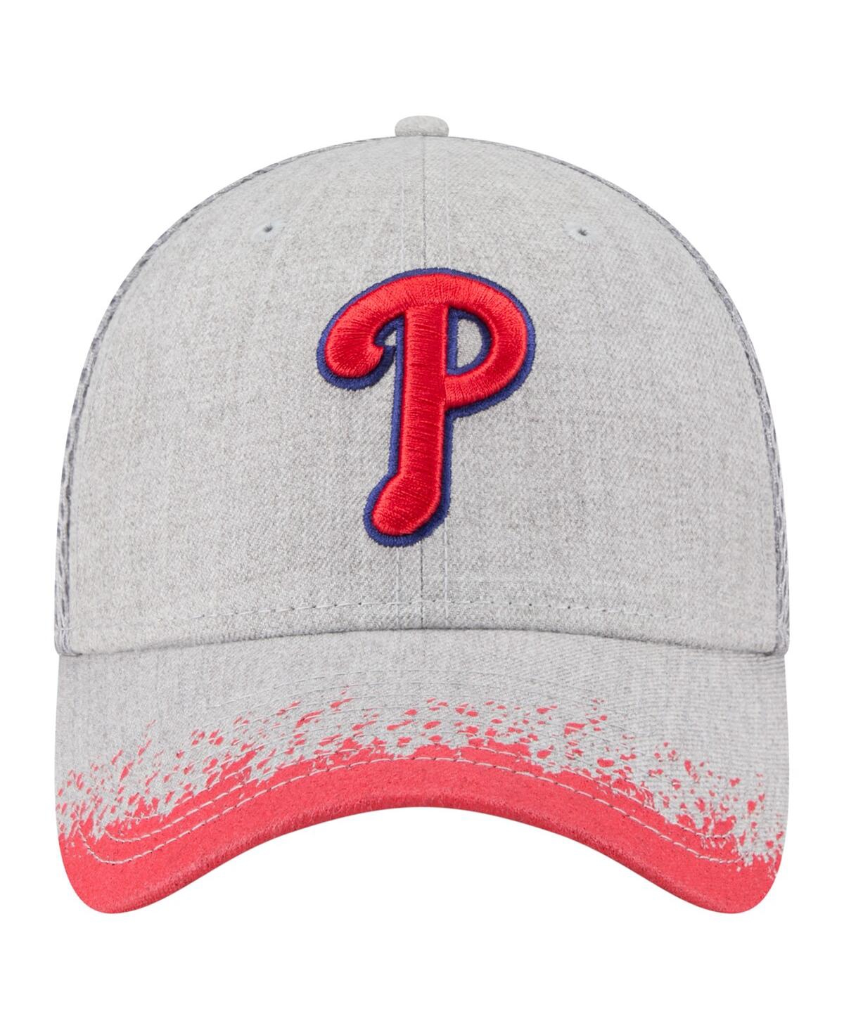 New Era Men's Gray Philadelphia Phillies Visor Paint Splatter 39thirty Flex Hat In Gray