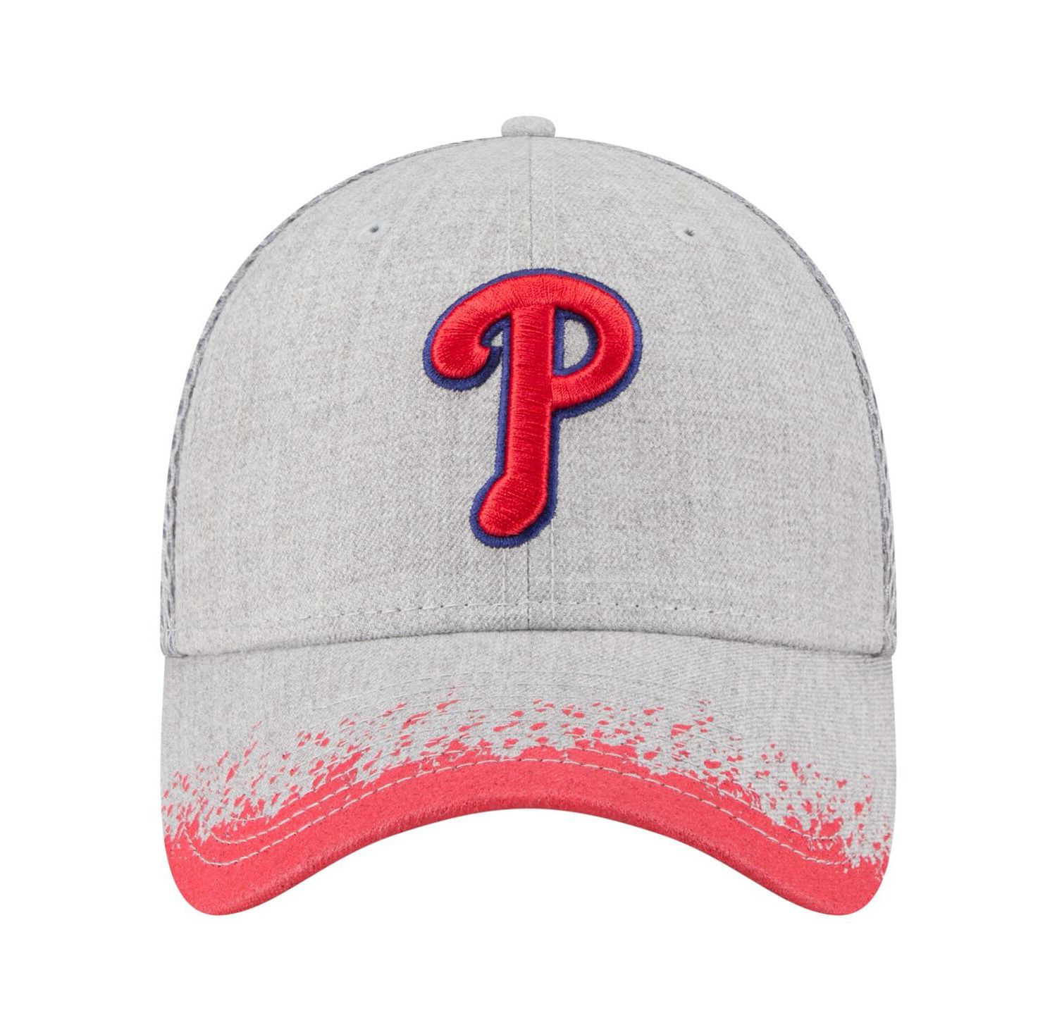 Men's Gray Philadelphia Phillies Visor Paint Splatter 39THIRTY Flex Hat