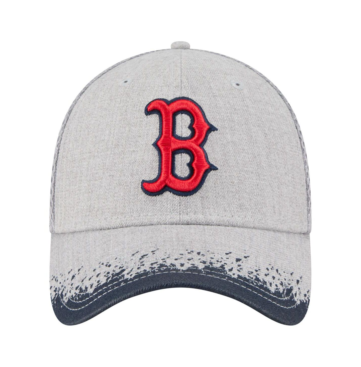 Мужские козырьки New Era Gray Boston Red Sox Paint Splatter 39THIRTY Flex Hat — фото 2