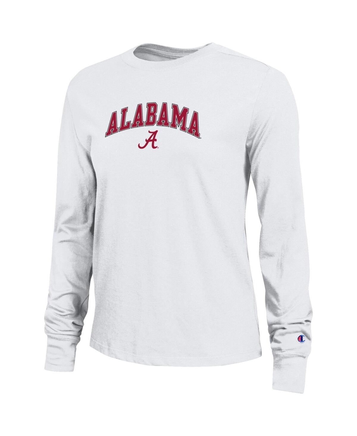 Champion Women's White Alabama Crimson Tide Arch Over Logo Long Sleeve T-shirt In Multi