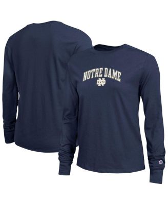 Champion - Women's Navy Notre Dame Fighting Irish Arch Over Logo Long Sleeve T-Shirt