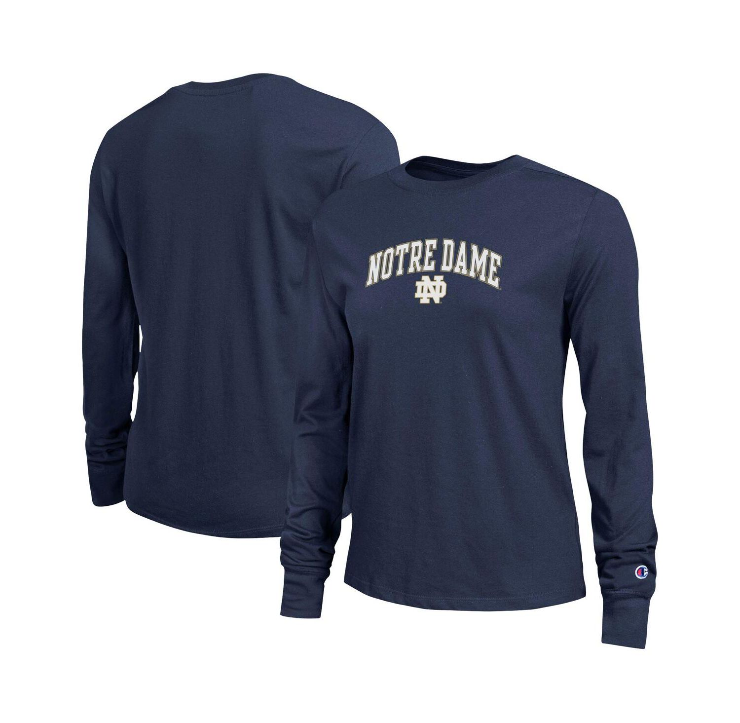 Women's Navy Notre Dame Fighting Irish Arch Over Logo Long Sleeve T-Shirt