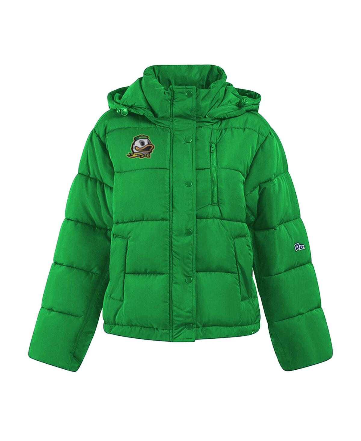 Hype And Vice Women's Green Oregon Ducks Full-zip Puffer Jacket In Green