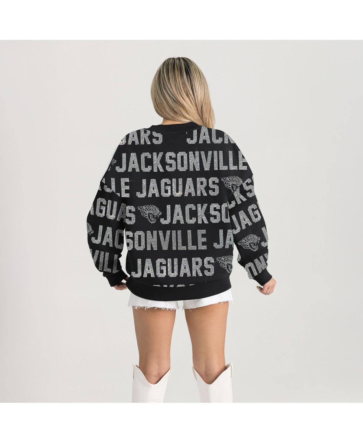 Gameday Couture Women's Black Jacksonville Jaguars Relaxed Drop Shoulder Hype Era Rhinestone Text Sweatshirt In Black