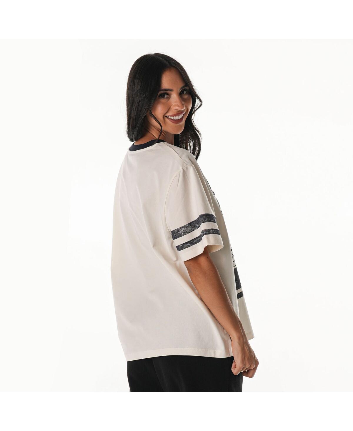 The Wild Collective Women's Cream Dallas Cowboys Drop Shoulder Oversized Boyfriend T-shirt In White