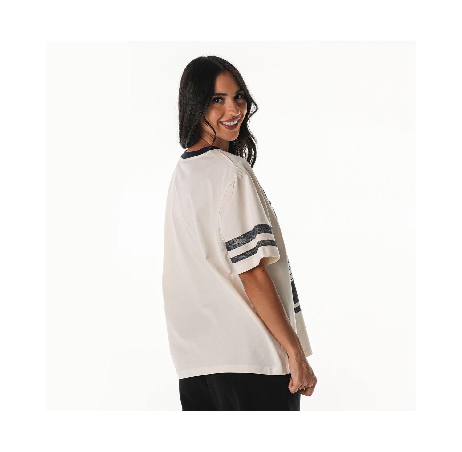 Women's Cream Dallas Cowboys Drop Shoulder Oversized Boyfriend T-Shirt