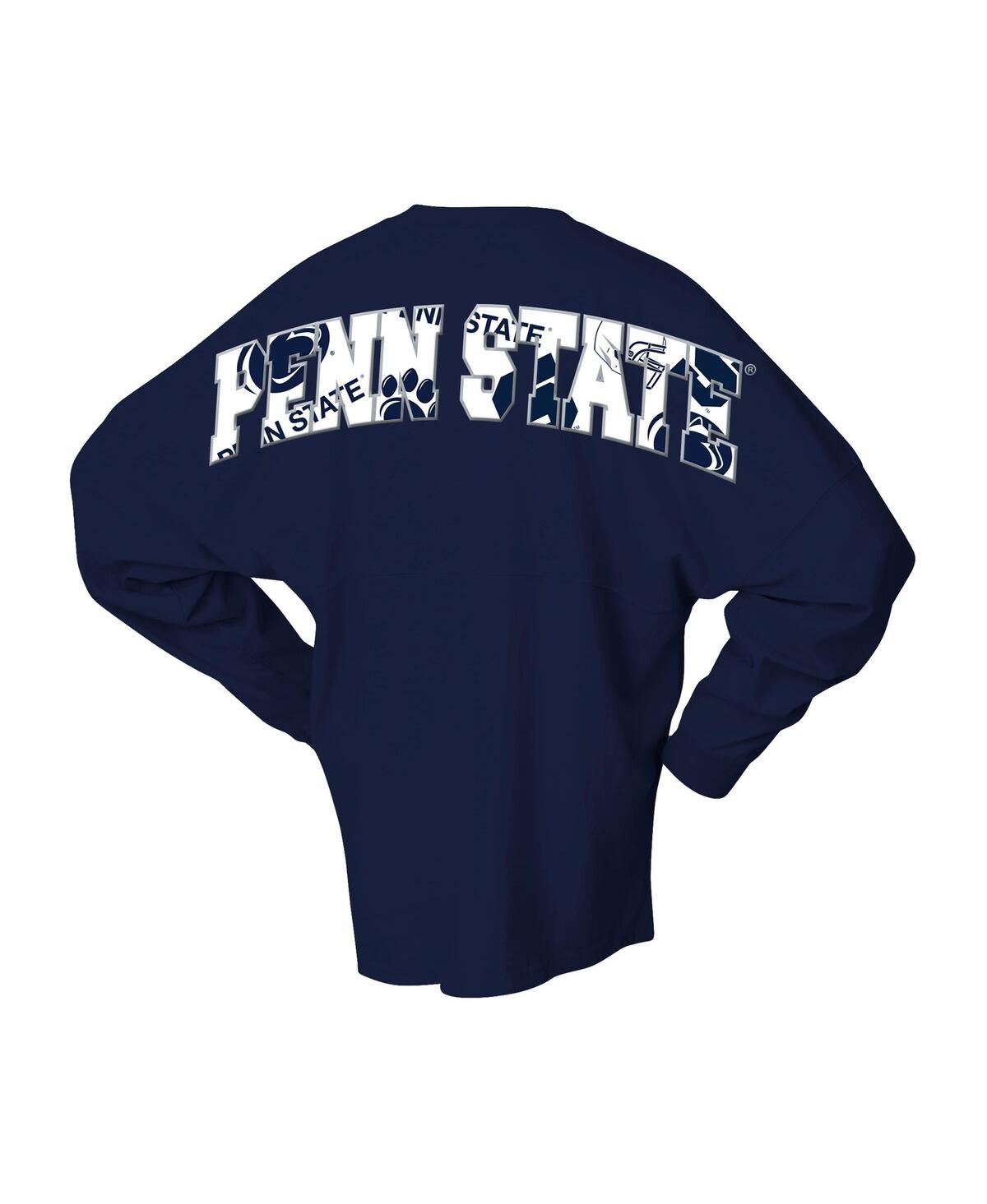 Spirit Jersey Women's Blue Penn State Nittany Lions Oversized Preppy Long Sleeve T-shirt In Blue